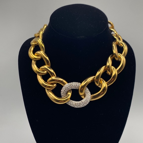 Vintage chunky chain with crystal link KJL 1980-86 - Picture 2 of 9